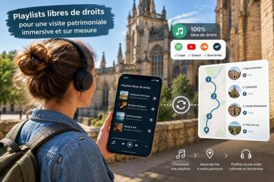 Où trouver des playlists libres de droits pour accompagner une visite patrimoniale et comment les synchroniser avec un parcours