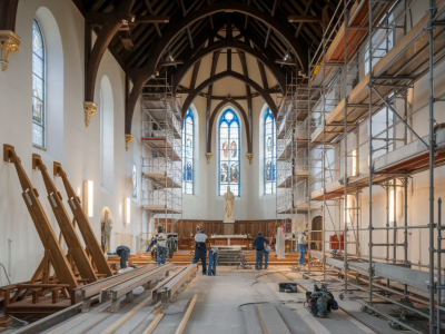 Où voir une restauration d'église en cours et comment comprendre les choix des artisans